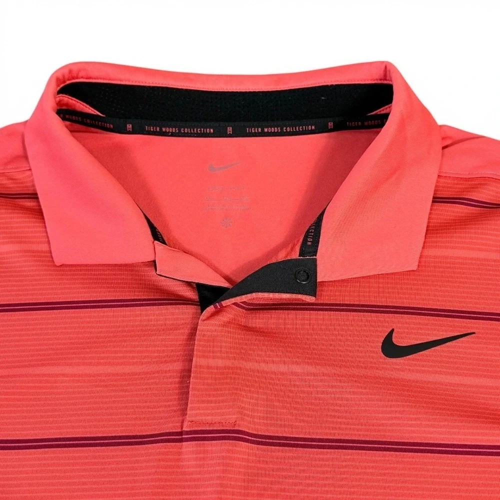 Nike Golf Tiger Woods Collection Stripe Polo XXL DR5318-850 Noble Red Ember Glow